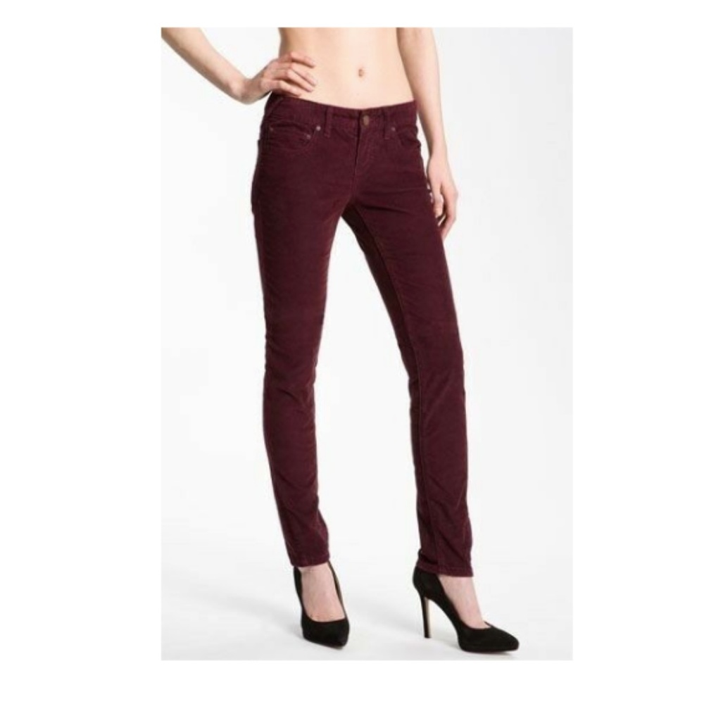 Free People Skinny Maroon Corduroys